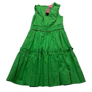 NWT Lilly Pulitzer Celiana Stretch Dress Women's 0 Sprout Green Ruffle Pockets